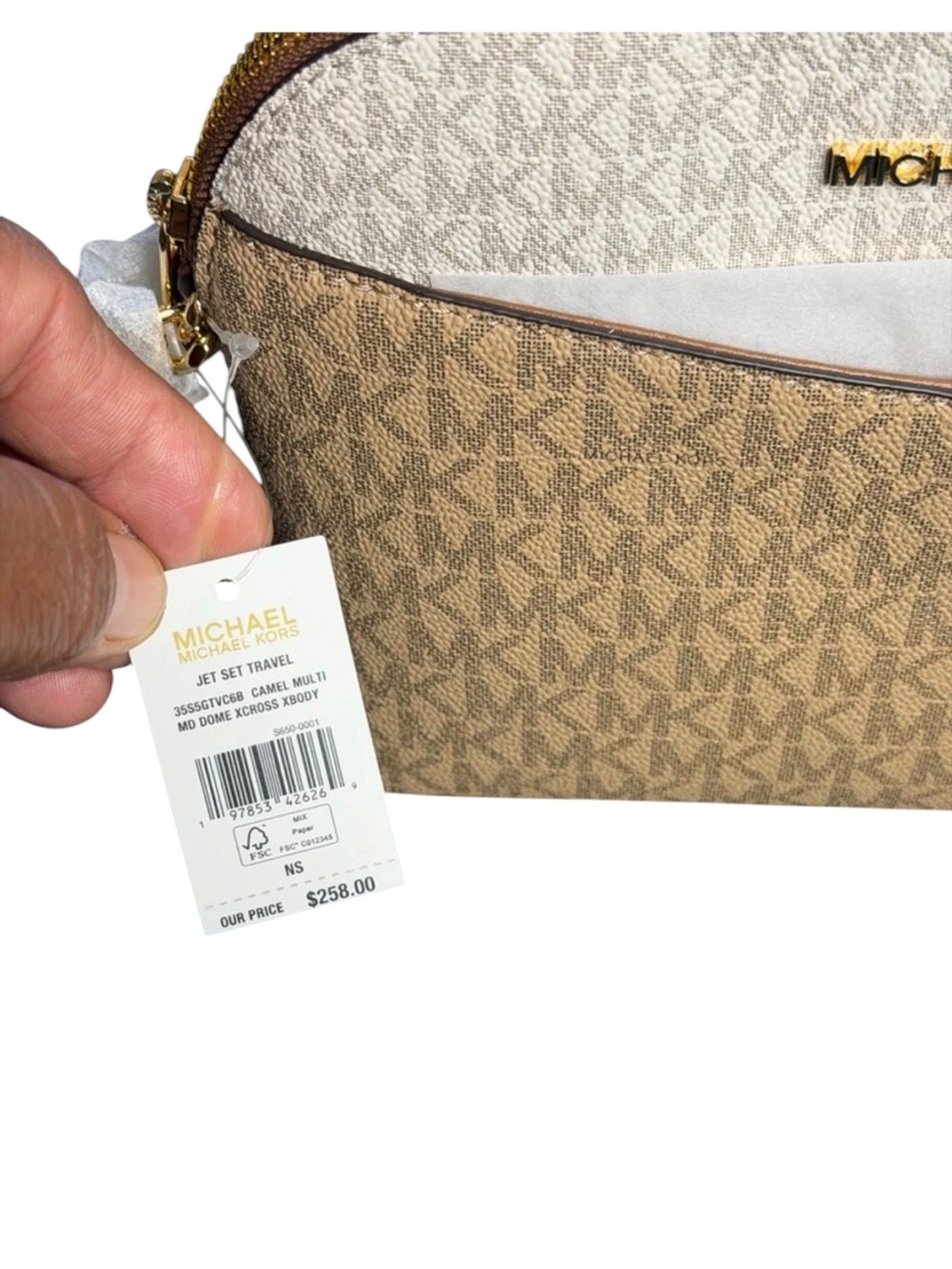 NewWomen's Michael Kors Crossbody Bag One Size Brown Beige - Picture 3 of 5